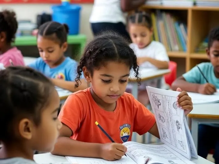 Kids in a classroom.